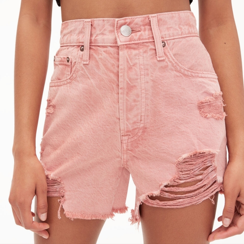 Aeropostale Light Pink Ripped Jean Shorts, '90s High-Rise Cutoff Denim, 6